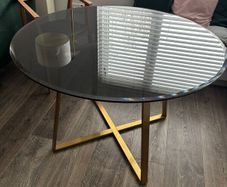 Laura James round glass dining table - gold frame