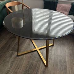 Laura James round glass dining table - gold frame