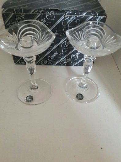 Pair filter crystal candleholders