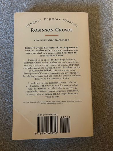 vintage paperback copy of Robinson Crusoe by Daniel Defoe