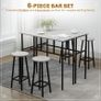 6-Piece Bar Table Set, 2 Breakfast Tables with 4 Stools, Counter Height Dining Tables & Chairs for Kitchen, Living Room, Grey Image 2