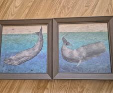 Pair of Gallery Direct "Diving Whale" Framed Art Prints by Megan Meagher