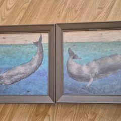 Pair of Gallery Direct "Diving Whale" Framed Art Prints by Megan Meagher