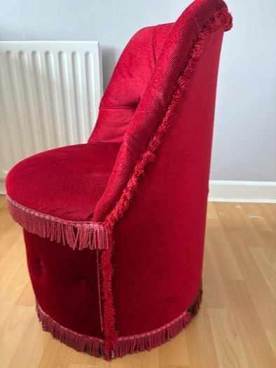 Vintage Red Velvet Button Back Boudoir Chair
