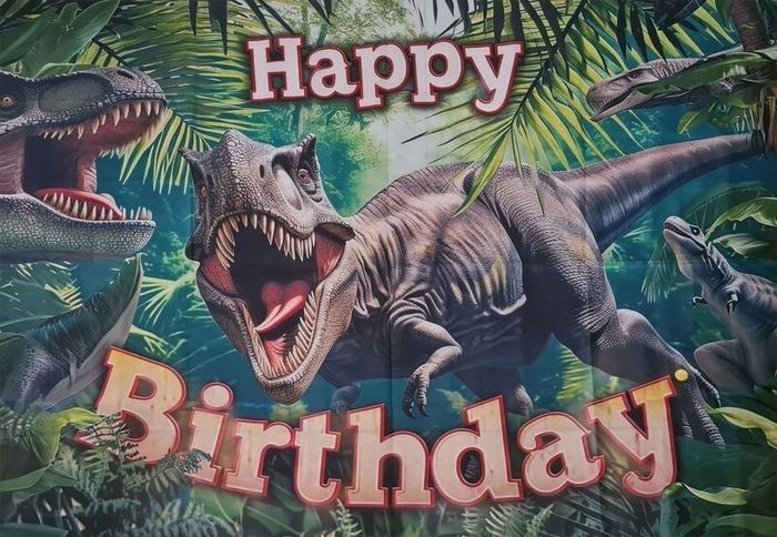 Happy Birthday Dinosaur Fabric Banner