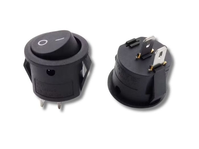 Round Rocker ON/OFF Switch KCD1-2  Available in Red or Black.