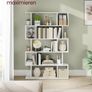 Zigzag 5 Tier Bookcase Vintage Brown or White Stylish Strong Storage Shelf for Living Room or Office Image 6