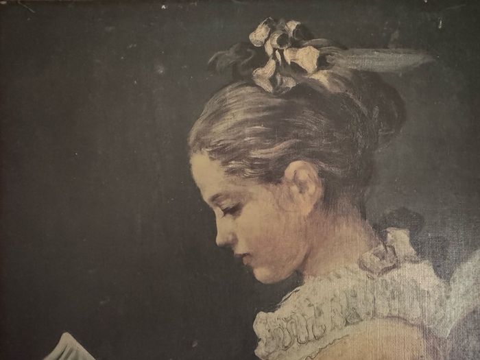 Vintage Canvas Print - "Young Girl Reading" after Jean-Honore Fragonard (38 x 48.5cm)