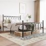 Double Metal Bed Frame 135 x 190 cm with Headboard and Footboard Heavy Duty Foundation,Metal Slat Support, Black Image 7