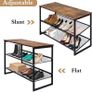 Shoe Rack, 4-Tier Shoe Racks Storage with Flat & Slant Adjustable Metal Mesh Shelves, Free Standing Shoe Rack Organizer for Entryway, Hallway, Closet, Industrial, Rustic Brown Black (FREE POSTAGE) Image 2