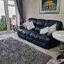 3 seater navy blue leather sofa Image 2