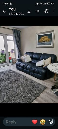 3 seater navy blue leather sofa