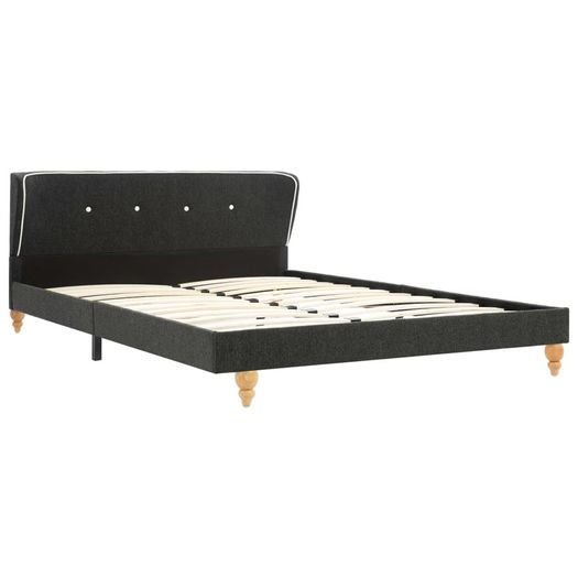Bed Frame Dark Grey Burlap 135x190 cm