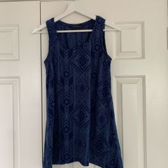 Dunnes Stores Navy Patterned Vest Top