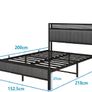 King Size Bed Frame with Storage and Headboard Shelf, Upholstered Bed Frame King Size with Metal Slats Enhanced Support, No Box Spring Needed, Gray Kingsize Bed Frames Image 2
