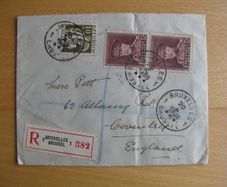 1936 Belgium Registered AirMail Envelope