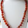 Vintage Natural Red Carnelian Agate Bead Necklace strung on a silk cord length 20" Image 3
