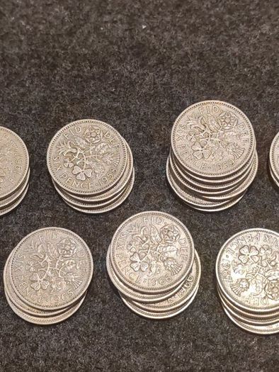 Job Lot 60x British Sixpences 1953 to 1967 Bulk Lot Elizabeth II