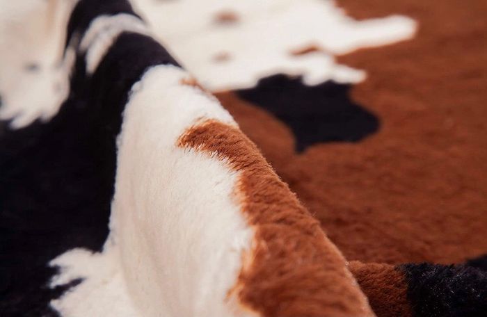 Faux Cowhide Rug (4.6ft x 5.2ft) - Cow Print Area Rug for a Western Boho Decor - Synthetic, Cruelty-Free Animal Hide Carpet with No-Slip Backing