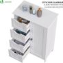 Bathroom Floor Storage Cabinet, Freestanding Storage Unit with Adjustable Shelf, 4 Drawers & Door, for Bedroom, Kitchen, Living Room, Entryway, White Image 8