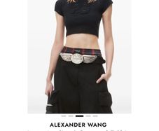 ALEXANDER WANG Logo Applique Cropped T Shirt Top Size S!