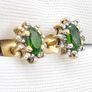 Vintage Natural Peridot On Sterling Silver Earrings Image 6