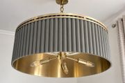 Luxury 3-Light Pendant ,Chandelier. Grey &amp; Brushed Gold
