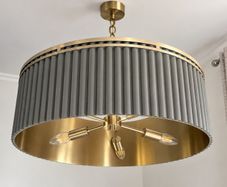 Luxury 3-Light Pendant ,Chandelier. Grey & Brushed Gold