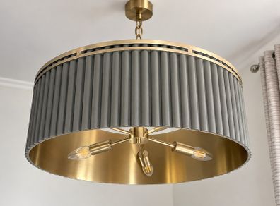 Luxury 3-Light Pendant ,Chandelier. Grey & Brushed Gold