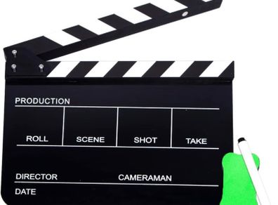 Acrylic Plastic Clapper Board for Film, 30x24CM Director's Film Clapboard Movie Cut Action Scene Slate for Movie, Video, TV Show, Studio Live (FREE POSTAGE)