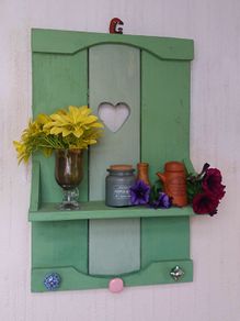 Rustic Floating Shelf / Coat Rack with hooks.