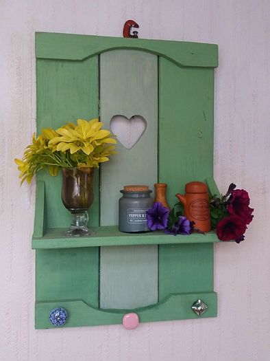 Rustic Floating Shelf / Coat Rack with hooks.