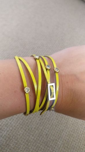 Yellow Real Leather Bracelet