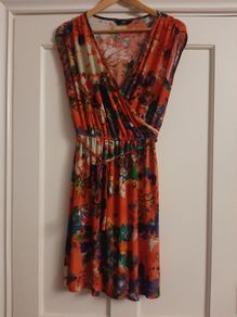 Orange Floral Dress - (F & F) -Size 12