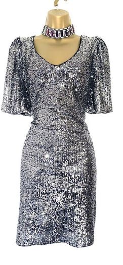 Kelly Brook Silver Sequin Dress