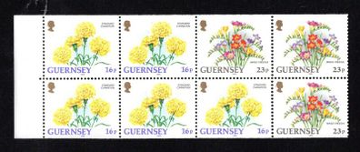 1992 Guernsey GB1.45 Definitive Stamp Booklet Pane (ex cover showing flowers) Mint Never Hinged (MNH)