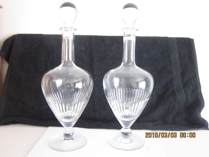 Pair of Vintage Tipperary Crystal Decanters 15"