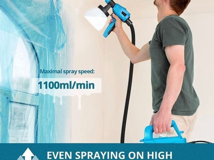 NEW Paint Sprayer 800 Watt Tilswall Home Electric Spray Gun Power Painter with 1300ML Detachable Tank Max 1100ml/min, 2.5m Hose, 3 Spray Patterns