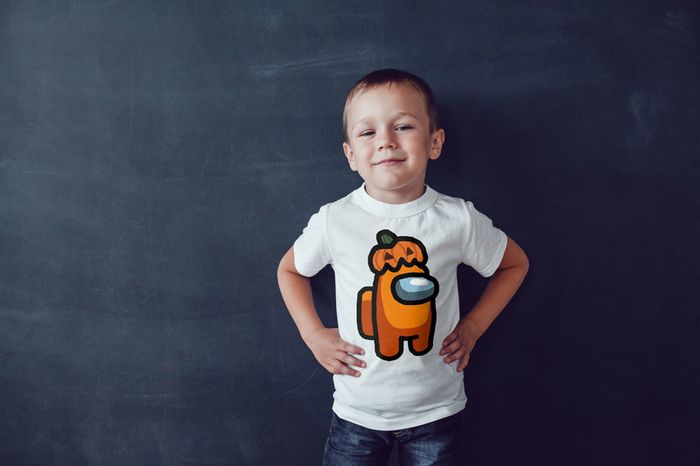Among us impostor with pumpkin hat t-shirt