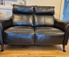 2 Seater Black Leather Sofa.