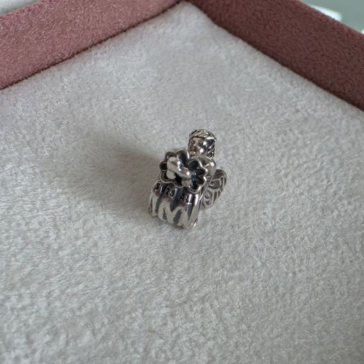 Pandora sitting pixie charm with 14k yellow gold heart  very good condition hallmarked