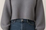 Shein Grey Warm Cropped Knit Crew Neck Jumper