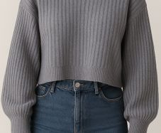 Shein Grey Warm Cropped Knit Crew Neck Jumper