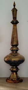 Early 20th century 4ft eastern pierced brass lamp