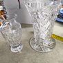 Is  2 crystal Vases-  Antique American Brilliant Cut Glass Trumpet Vase     8 and 1/2 inches tall 65.00 euro.-- the other one 6 inches Flower Vase Pompeii Collection by Waterford Crystal 32.00 euro. Image 2