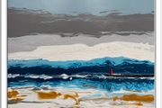 Poolbeg Lighthouse, Part Abstract, large framed painting by artist Helen Mathews