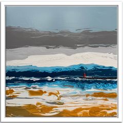 Poolbeg Lighthouse, Part Abstract, large framed painting by artist Helen Mathews