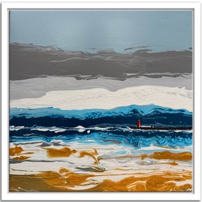Poolbeg Lighthouse, Part Abstract, large framed painting by artist Helen Mathews