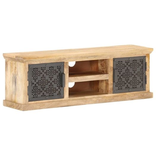 TV Cabinet with Steel Doors 120x30x40cm Solid Mango Wood