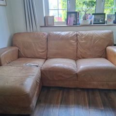 Brown leather couch